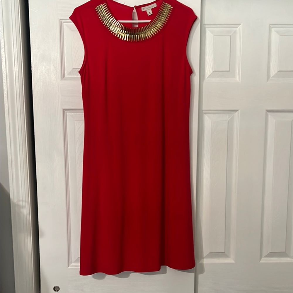 Vibrant Red Sleeveless Crew Neck Sheath Mini Dress